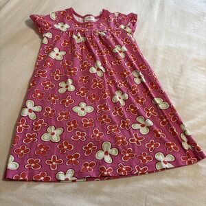 HANNA ANDERSSON Pink Floral Knit A-line Dress Girls Size 130 US 8 Spring